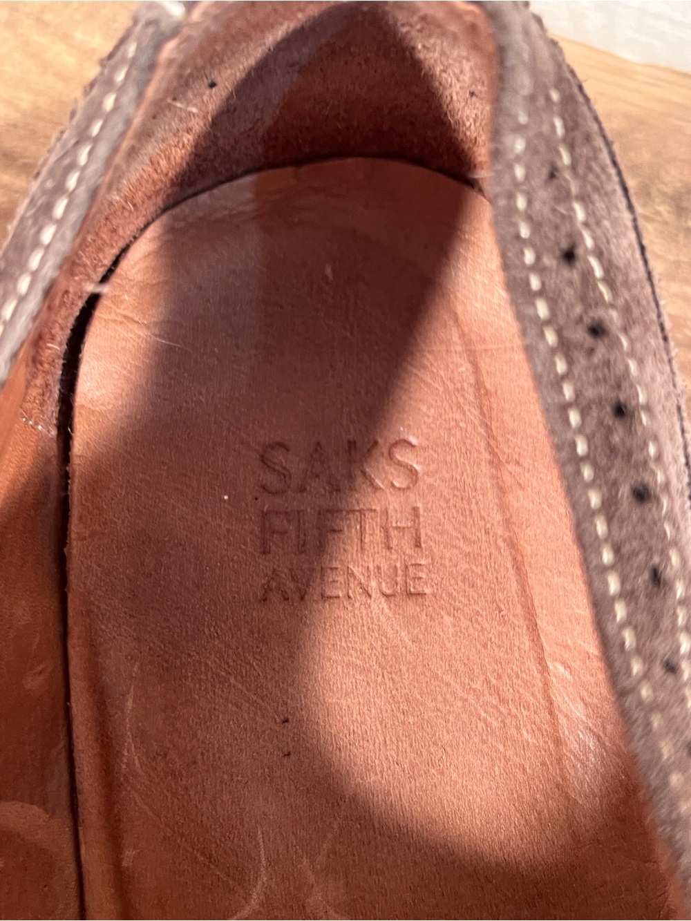 Saks Fifth Avenue Men's Taupe Suede Wingtip Derbies - Picture 12 of 12